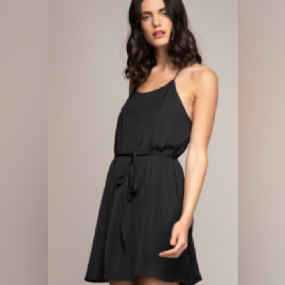 Black Racerback Tie Waist Mini Dress